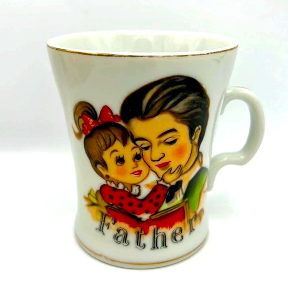 🐈‍⬛🐈‍⬛🐈‍⬛ Vintage Porcelain Father Mug ~ Daddy’s Girl Father Gift Shaving Mug